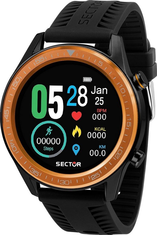 Sector Sector Herren Armbanduhr Analog-Digit Smartwatch, Analog-Digitaluhr, Herren Smartwatch rund, groß (ca. 44mm), Silikonarmband schwarz, Sport von Sector