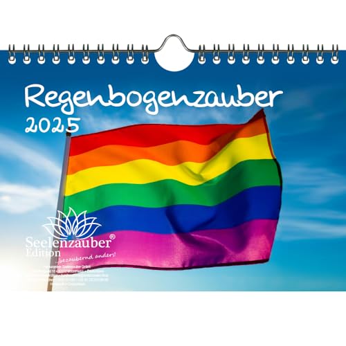 Regenbogenzauber Pride LBGTQIA+ DIN A5 Wandkalender für 2025 - Geschenkset Inhalt: 1x Kalender, 1x Weihnachtskarte (insgesamt 2 Teile) von Seelenzauber