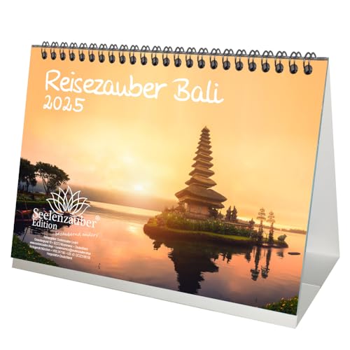 Reisezauber Bali DIN A5 Tischkalender für 2025 Indonesien Urlaub Strand - Inhalt: 1x Kalender 1x Weihnachtsanhänger 1x Grußanhänger (gesamt 3 Teile) von Seelenzauber