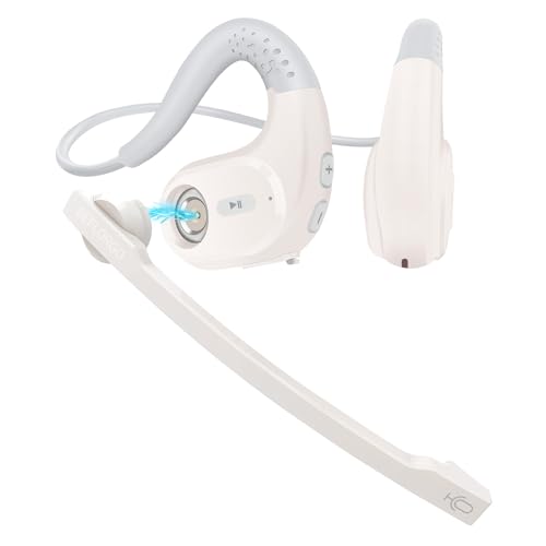 Seflorgo Bluetooth-Headset, Headset mit abnehmbarem Mikrofon, Geräuschunterdrückung, Open-Ear-Komfort-Kopfhörer für Telefonate und PC-Meetings, Bluetooth 5.3 Dual-Verbindung, 12 Stunden Arbeitszeit von Seflorgo