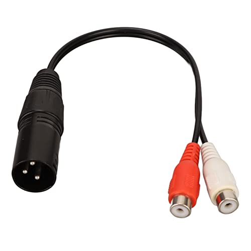 Segrehy XLR-Stecker auf 2-Buchse-Y-Splitterkabel, Rauschunterdrückungs-Soundkabel-Adapter mit 24 Karat vergoldeten Anschlüssen, für Mixer, Leistungsverstärker, DJ-Controller von Segrehy