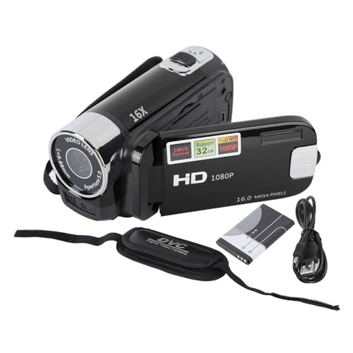 VHS-Camcorder, DV-Camcorder 4K 48 MP DV-Kamera, 2,7-Zoll-TFT-drehbarer Bildschirm, 16-facher Digitalzoom-Videokamera mit USB-Kabel, tragbarer Kompakt-Camcorder für Familien, (Schwarz) von Segrehy