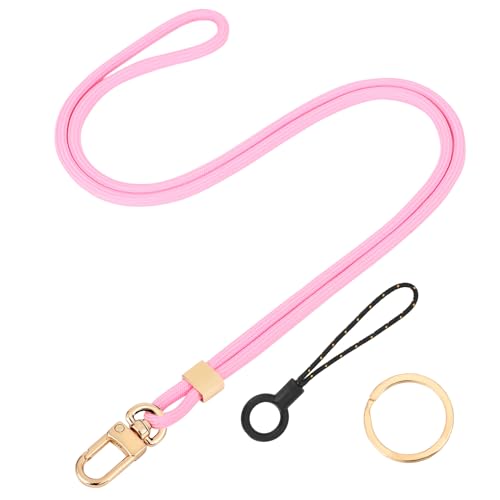 Segus Schlüsselband Rosa, 1 Stück Schlüsselanhänger zum Umhängen, Umhängeband mit Metall Karabinerhaken, Schlüsselband Mädchen, Rundes Lanyards für Schule, Büro, Unternehmen von Segus