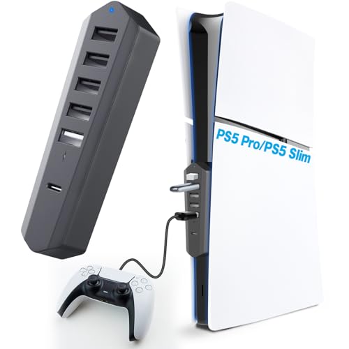 Sehawei USB Hub für PS5 Pro/Slim Console,4 Port USB Erweiterung Hub Hochgeschwindigkeits Ladegerät Splitter Adapter für PS5 Slim/PS5 Pro（Nicht für PS5 2020） von Sehawei