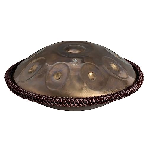 Sela Journey Handpan Gold - F# Integral Stimmung - rostfrei & korrosionsbeständig - klangvolles Percussion-Instrument - Steel Hand-Pan 47 cm groß - ohne Störgeräusche - mit gepolsteter Tasche von Sela