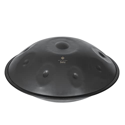 Sela Melody Handpan Dunkelgrau-C# Kurd Stimmung-rostfrei&korrosionsbeständig-klangvolles Percussion-Instrument-Steel Hand-Pan 57 cm groß-ohne Störgeräusche-mit gepolsteter Tasche, Schwarz matt, SE 308 von Sela