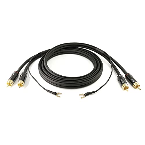 Selected Cable 9m Phonokabel Sinus Control 2x 0,35mm² Audiokabel geschirmt + 1x 0,35mm² extra längeres Erdungskabel 9,1m vergoldete Stecker - SC81-K3-BLK-0900 von Selected Cable