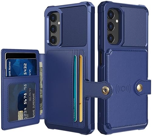 Brieftasche Hülle Passend für Samsung Galaxy A05s - Back Cover mit Kartenhalter - Handyhülle für Debitkarte - Kartenhalter auf Rückseite - Case mit Magnet für Auto Halter Blau von Selected by GSMpunt.nl
