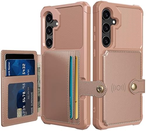 Selected by GSMpunt.nl Brieftasche Hülle Passend für Samsung Galaxy A55 - Back Cover mit Kartenhalter - Handyhülle für Debitkarte - Kartenhalter auf Rückseite - Case mit Magnet für Auto Halter Rosa von Selected by GSMpunt.nl