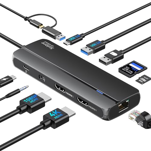 USB C Dockingstation USB C Hub auf Dual HDMI Adapter USB C Laptop Dockingstation mit 2 HDMI Dual Monitor Dock für M1 M2 MacBook Pro/Air, Dell, HP von Selore&S-Global