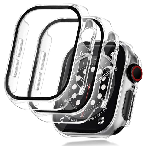 Seltureone 2 Stück Hülle für Apple Watch Series 6/5/4/SE/SE2 44mm Schutzhülle mit Displayschutz, Hard PC 360° Rundum Anti Kratz Anti Staub Ultradünne Schutzhülle - Transparent von Seltureone