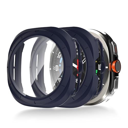 Seltureone 2 Stück Hülle für Samsung Galaxy Watch Ultra 47mm Schutzhülle mit Displayschutz, Hard PC 360° Rundum Anti Kratz Anti Staub Ultradünne Schutzhülle - Blau von Seltureone