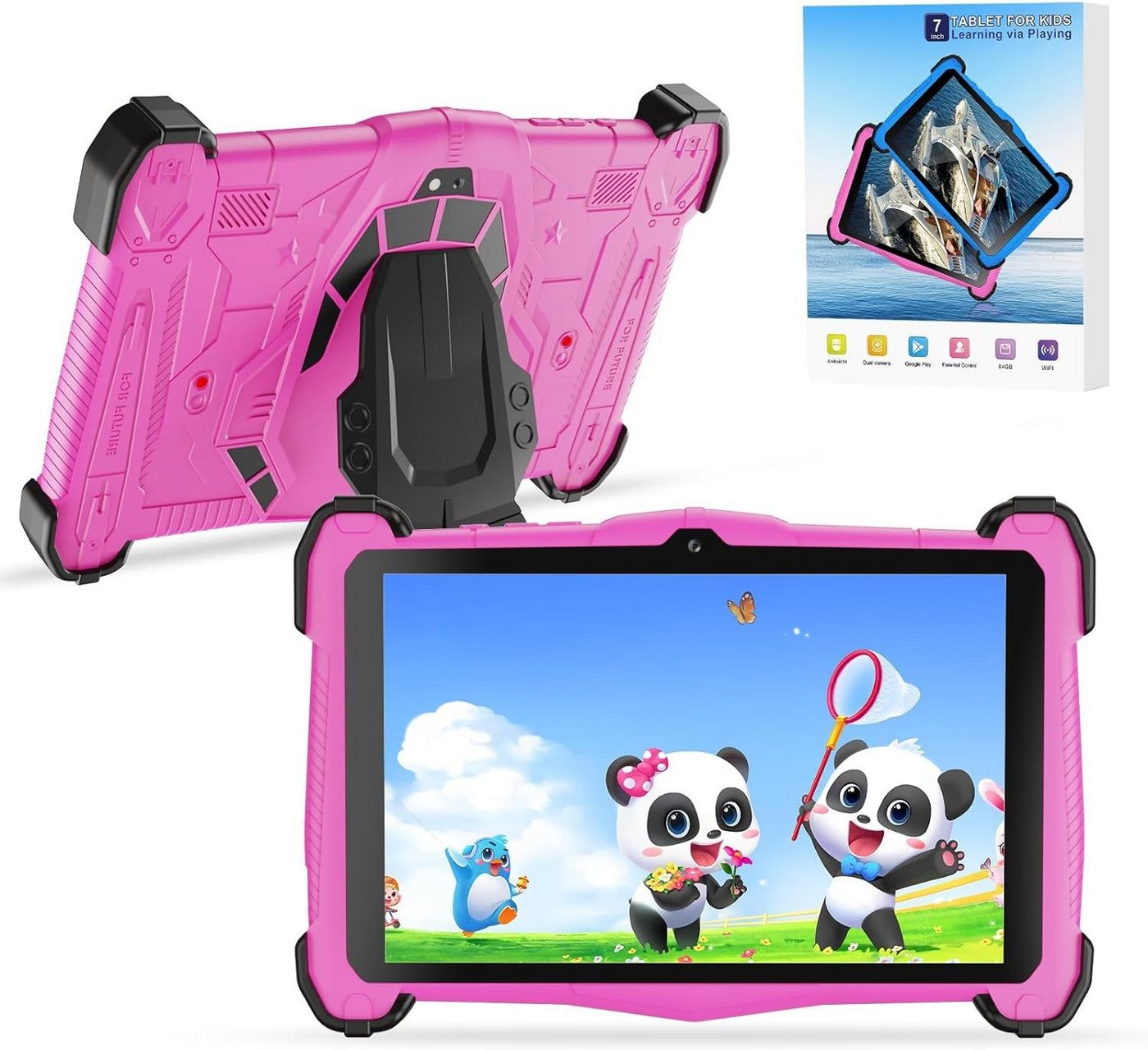 Semeakoko 2024 Neuesten Mit Octa-Core 2.0 GHz Kinder Bildungs Tablet (7", 64 GB, Android 14, Elterliche Kontrolle, WiFi, Bluetooth 5.0, Dual Kamera, 3000mAh) von Semeakoko