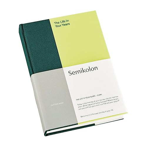 Semikolon 366305 – The Life in Your Years, 5-Jahres Tagebuch A5, Buchleineneinband, Englisch – forest kiwi grün von Semikolon