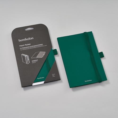 Semikolon 370990 Patch Pocket - Falttasche für Notizbuch A5 - mit Gummiverschluss und Stiftschlaufe - Forest von Semikolon