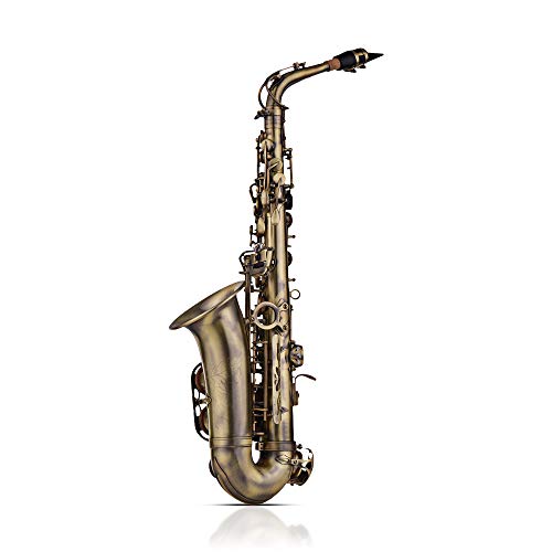 Altsaxophon, 5,5 Pfund Schweres Saxophon mit Gepolsterter Tragetasche, Saxophongurt, Reinigungstuch, Reinigungsbürste, Handschuhen und Rohrblättern für Solospiel oder Begleitung von Semme