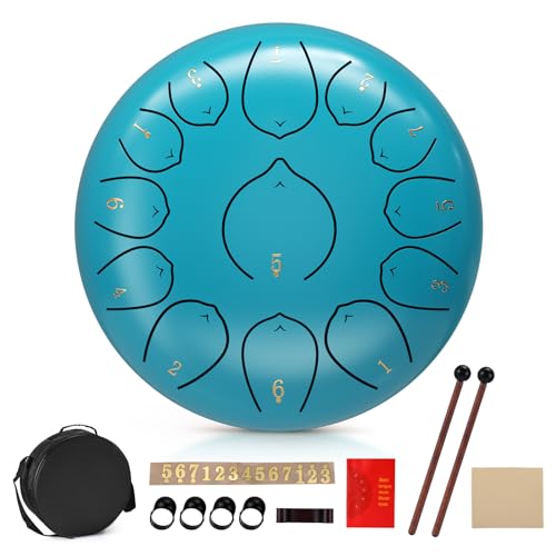 SenDeluz Rain Drums, C-Key Steel Tongue Drum 12 Zoll 13 Noten Zungentrommel Percussion Instrument Handpan Drums für musikalische Bildung Unterhaltung Meditation Yoga Geschenke von SenDeluz