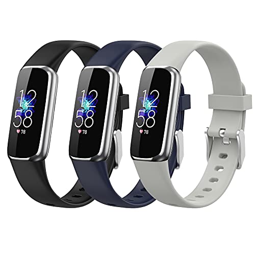 SenMore 3 Stück Armband für Fitbit Luxe, wasserdicht, schweißfest und atmungsaktiv Farbe weiches Silikon-Ersatzband (6,1 "- 8,7") von SenMore