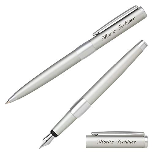 Senator Schreibset IMAGE CHROME silber 6237 Kugelschreiber Füllfederhalter mit Laser-Gravur und Geschenk-Etui von Senator