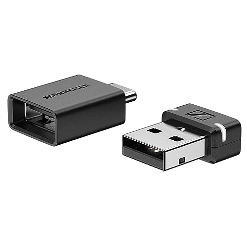 Sennheiser BTD 600 Bluetooth-Dongle – USB-A-/USB-C-Adapter mit aptX Audio-Codecs für eine stabile Verbindung und erstklassigen Sound – Steuerung von Musik, Telefonaten und Videos, Schwarz von Sennheiser