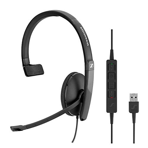 Sennheiser SC 135 USB (508316) – Einseitiges (monaurales) Headset für Geschäftsleute mit HD-Stereo-Sound, geräuschunterdrückendem Mikrofon und USB-Anschluss - Schwarz, verstellbar von Sennheiser