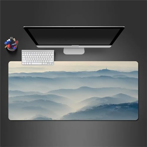 Gaming Mauspad 1000x500x2 mm Extended Mousepad XXL Desk Mat Genähte Kanten rutschfeste Gummi Base für Gaming Büro Zuhause (Berglandschaft) von Senyanr