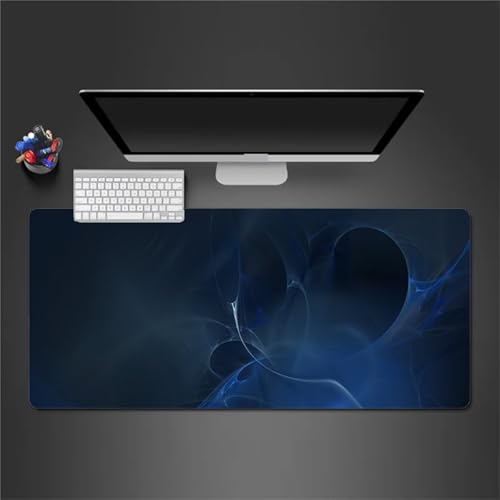 Gaming Mauspad 1000x500x2 mm Extended Mousepad XXL Desk Mat Genähte Kanten rutschfeste Gummi Base für Gaming Büro Zuhause (Blaue Kurve) von Senyanr