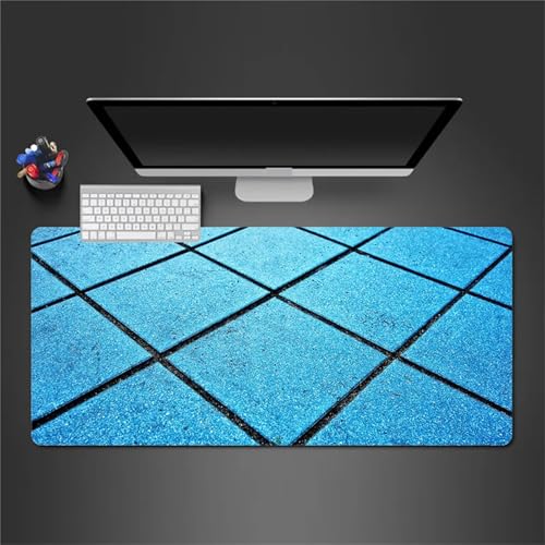 Gaming Mauspad 1200x600x2 mm Extended Mousepad XXL Desk Mat Genähte Kanten rutschfeste Gummi Base für Gaming Büro Zuhause (Blaues Quadrat) von Senyanr