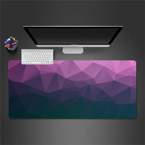 Gaming Mauspad 600x300x2 mm Extended Mousepad XXL Desk Mat Genähte Kanten rutschfeste Gummi Base für Gaming Büro Zuhause (Geometrisches Lilagrün) von Senyanr