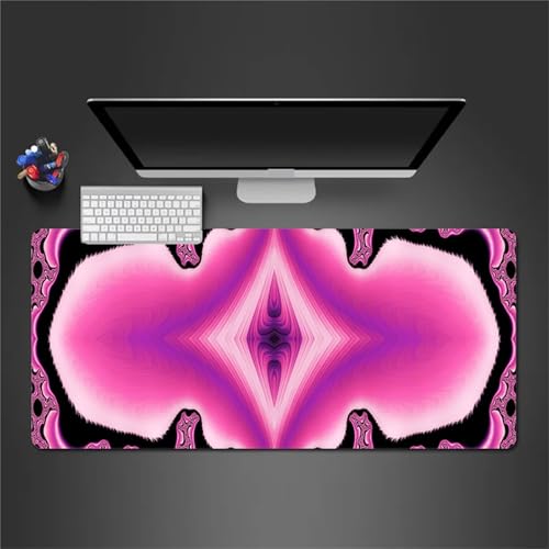 Gaming Mauspad 600x300x2 mm Extended Mousepad XXL Desk Mat Genähte Kanten rutschfeste Gummi Base für Gaming Büro Zuhause (Rosa Schwarze Geometrie) von Senyanr