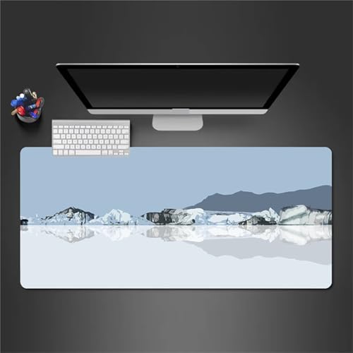 Gaming Mauspad 700x300x2 mm Extended Mousepad XXL Desk Mat Genähte Kanten rutschfeste Gummi Base für Gaming Büro Zuhause (Weiß Blau Grau) von Senyanr