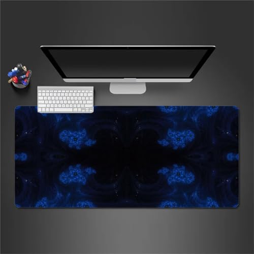 Gaming Mauspad 700x400x2 mm Extended Mousepad XXL Desk Mat Genähte Kanten rutschfeste Gummi Base für Gaming Büro Zuhause (Blau-Schwarz-Abstrakt) von Senyanr