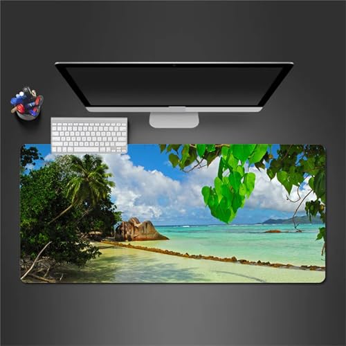 Gaming Mauspad 800x300x2 mm Extended Mousepad XXL Desk Mat Genähte Kanten rutschfeste Gummi Base für Gaming Büro Zuhause (Meeresbaum) von Senyanr