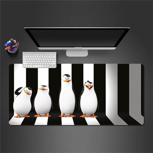 Gaming Mauspad 800x300x2 mm Extended Mousepad XXL Desk Mat Genähte Kanten rutschfeste Gummi Base für Gaming Büro Zuhause (Schwarz-weißer Pinguin) von Senyanr