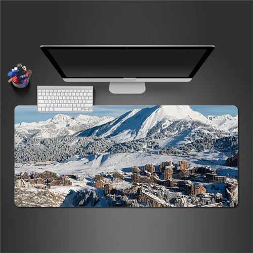 Gaming Mauspad 800x400x2 mm Extended Mousepad XXL Desk Mat Genähte Kanten rutschfeste Gummi Base für Gaming Büro Zuhause (Winterberg) von Senyanr