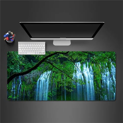 Gaming Mauspad XXL 1200x600x3 mm Mousepad Wasserfalllandschaften Mouse Mat Schreibtisch Protector Matte mit Anti-Rutsch Basis Verbessert Präzision und Geschwindigkeit von Senyanr