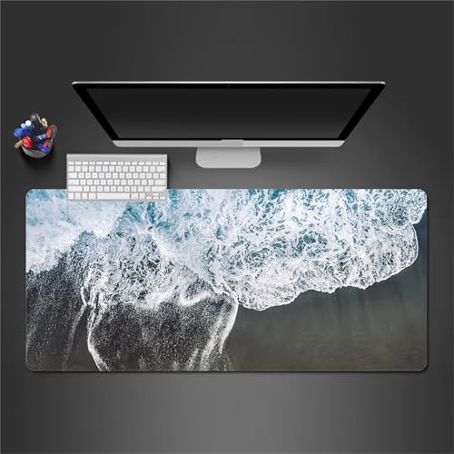 Gaming Mauspad XXL 600x300x3 mm Mousepad Strandwellen Mouse Mat Schreibtisch Protector Matte mit Anti-Rutsch Basis Verbessert Präzision und Geschwindigkeit von Senyanr