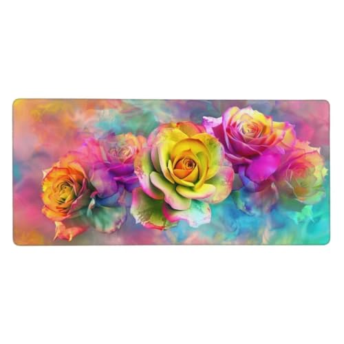 Rosa Mauspad Groß Rose Schreibtischunterlage Size 700x400x3mm Gaming mauspad, Vernähte Kanten, wasserdichte Maus Pads Rutschfester Gummierte Unterseite Verschleißfest Strapazierfähig Mousepad N1-137 von Sepeoha