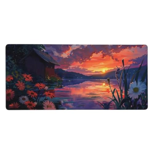 Sonnenuntergang Mauspad Groß Ozean Schreibtischunterlage Size 600x400x3mm Gaming mauspad, Vernähte Kanten, wasserdichte Maus Pads Rutschfester Gummierte Unterseite Strapazierfähig Mousepad N1-415 von Sepeoha