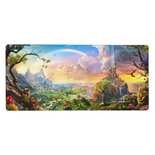 XXL Gaming Mauspad Landschaft 31.5x15.7in, verlängertes Mousepad, Motiv Schreibtischunterlage Regenbogen, Erweiterter Schreibtisch Schutz, Verbessert und Geschwindigkeit Gaming Mauspads N1-230 von Sepeoha