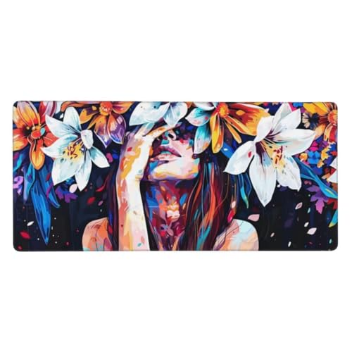 XXL Gaming Mauspad Schönheit 31.4x11.8in, verlängertes Mousepad, mit Motiv Schreibtischunterlage Lilie, Erweiterter Schreibtisch Schutz, Verbessert Präzision und Geschwindigkeit Gaming Mauspads N1-186 von Sepeoha