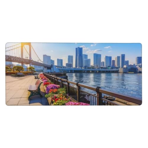 XXL Gaming Mauspad Stadt 35.4x11.8in, verlängertes Mousepad, mit Motiv Schreibtischunterlage Brücke, Erweiterter Schreibtisch Schutz, Verbessert Präzision und Geschwindigkeit Gaming Mauspads N1-450 von Sepeoha