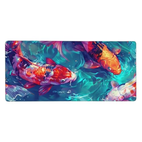 XXL Gaming Mauspad Tier 47.2x23.6in, verlängertes Mousepad, mit Motiv Schreibtischunterlage Koi, Erweiterter Schreibtisch Schutz, Verbessert und Geschwindigkeit Gaming Mauspads, herbstdeko N1-216 von Sepeoha