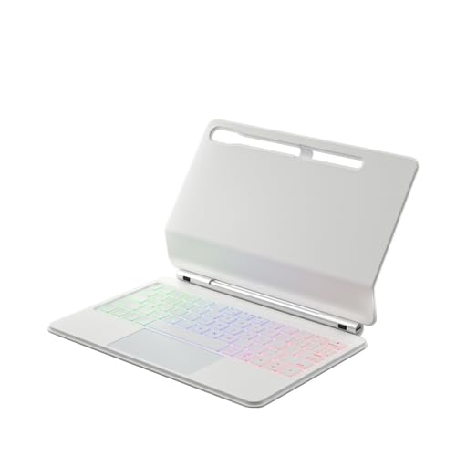 Sequin XQT Tastaturgehäuse für Samsung Galaxy Tab S7/S8/S9/S9FE, Deutsche Tastatur,Starke magnetische abnehmbare drahtlose Tastatur für Tablet(11 inch,White) von Sequin XQT