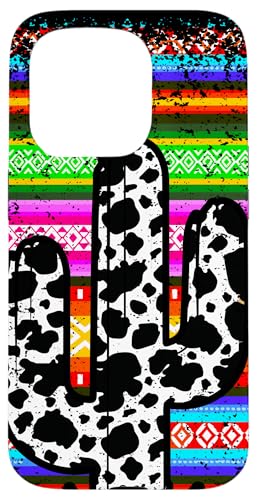 Hülle für iPhone 15 Pro Serape Westernkuh Kaktus Leopard Country Türkis Rosa von Serape cowgirls western country mexican designs