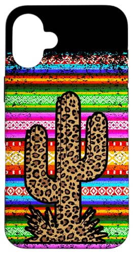 Hülle für iPhone 16 Plus Serape Westernkuh Kaktus Leopard Country Türkis Rosa von Serape cowgirls western country mexican designs