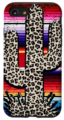 Hülle für iPhone SE (2020) / 7 / 8 Serape Westernkuh Kaktus Leopard Country Türkis Rosa von Serape cowgirls western country mexican designs