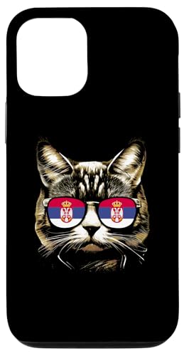 Hülle für iPhone 12/12 Pro Katze mit serbischer Flagge Sonnenbrille Stolzer Serbien Katzenliebhaber von Serbia Flag Design Srbija Pride Serbian Eagle