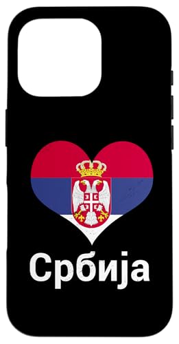 Hülle für iPhone 16 Pro Serbien Kyrillisch Serbisch Herz Flagge Srbija Wurzeln Serb von Serbia Flag Design Srbija Pride Serbian Eagle