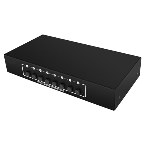 Sessleger 1 x 8-in-1-Ausgang, AV-Umschalter für Video L/R, Audio-Auswahlbox, Metall, Schwarz, für DVD STB HDTV von Sessleger